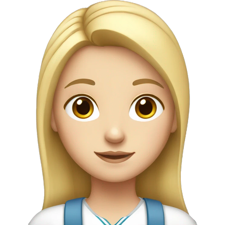 a young white girl, with school wear emoji