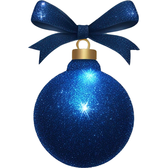 Dark blue sparkly christmas bulb with  bow emoji