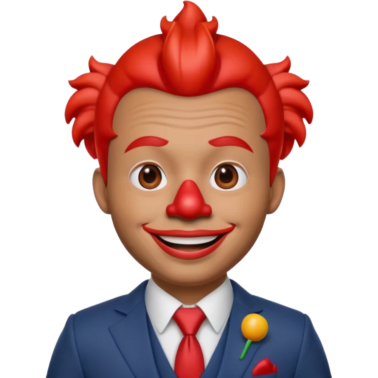 A 3D cartoon man with a red clown nose, smiling expression, wearing a suit, soft lighting, realistic Memoji-style. emoji