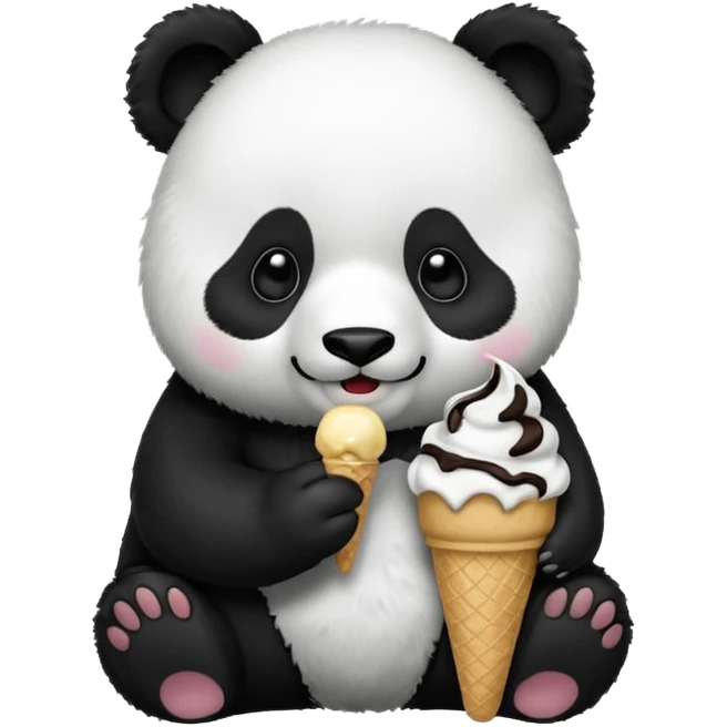 Panda eating ice cream emoji