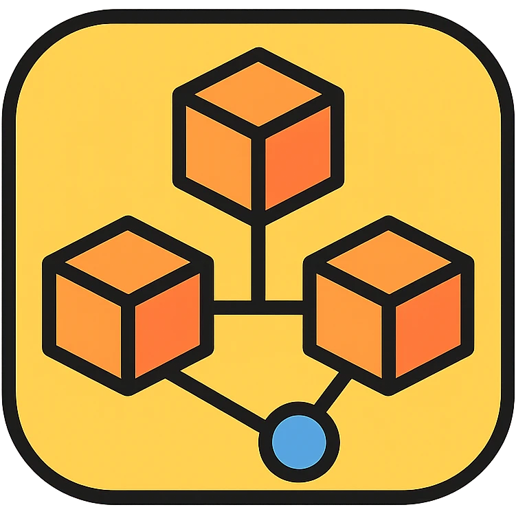 blockchain technology icon, modern, minimal, suitable for app icon emoji