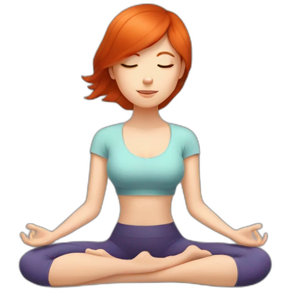 Redhead girl meditating on yoga mat emoji