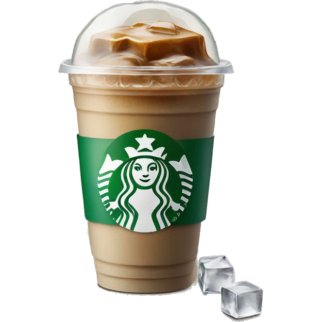 Starbuck ice coffee with ice cubes emoji