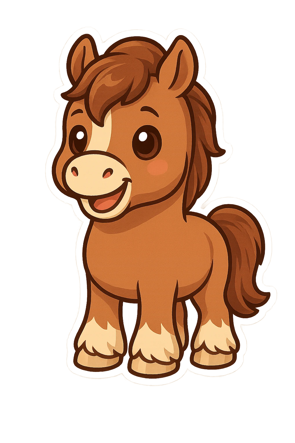 cute cartoon draft horse, chibi stickers style, cute and expressive emoji