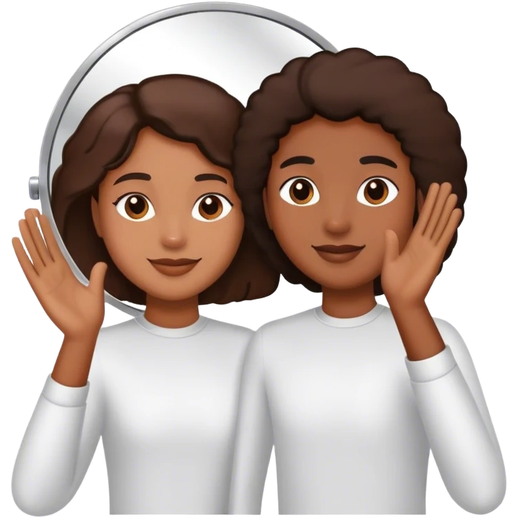 a person through a mirror. self-love high fiving emoji