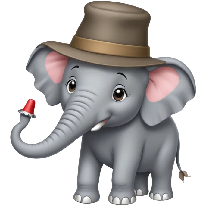 Elephant with nails and a hat with poop emoji