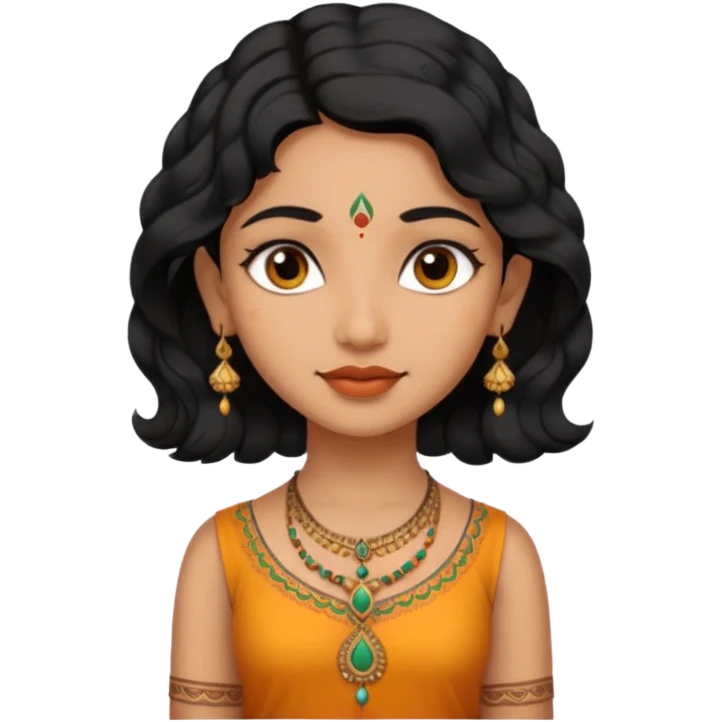 Indian fat girl south Indian wavy short black hair tan darker skin emoji