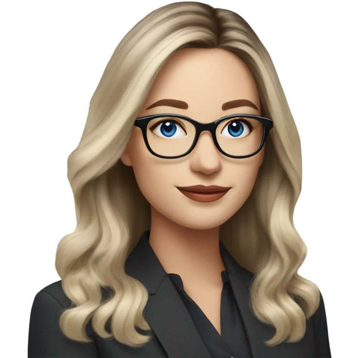 Shoulder length Balayage pale beautiful corporate woman with glasses and blue eyes emoji