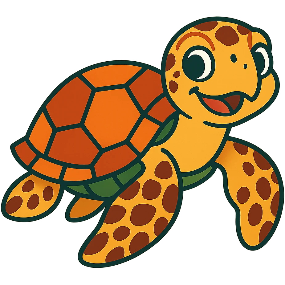 cute hawksbill turtle, playful expression emoji