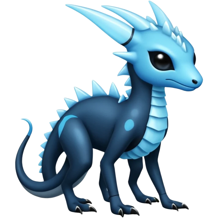 Shiny Dark Edgy  Inteleon-Amaura-Fakémon-hybrid-creature (full body)  emoji