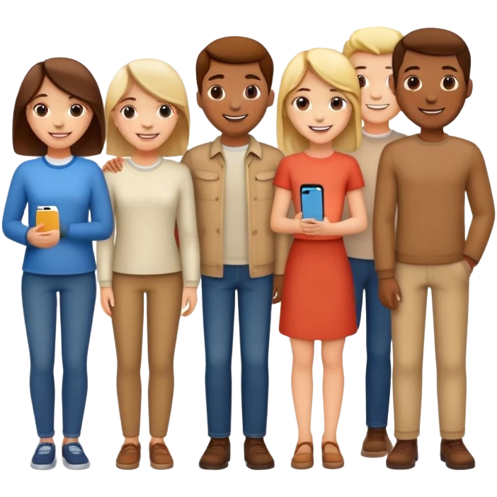 five people team standing together emoji
