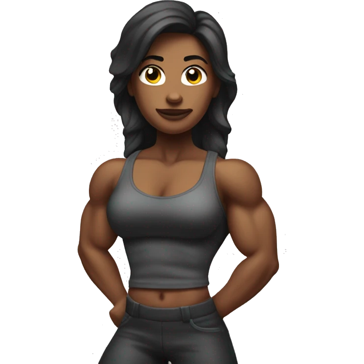 Muscular female bodybuilder, biceps, abs emoji