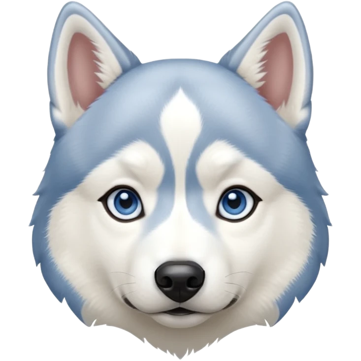 Cachorro macho husky siberiano pelagem branca e cinza claro e olhos azuis  emoji