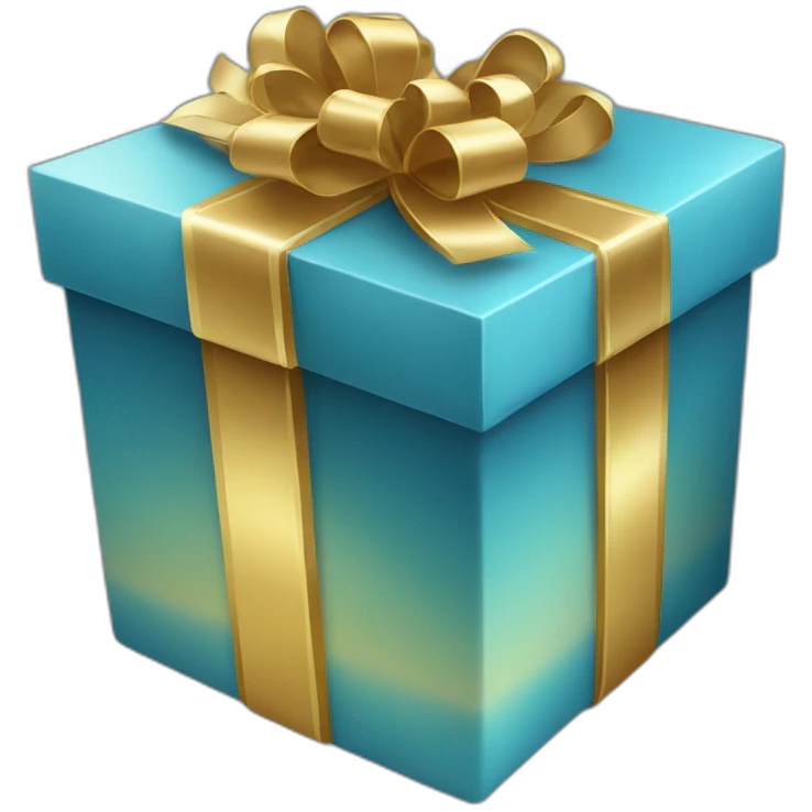 gift box blue color with gold lent emoji