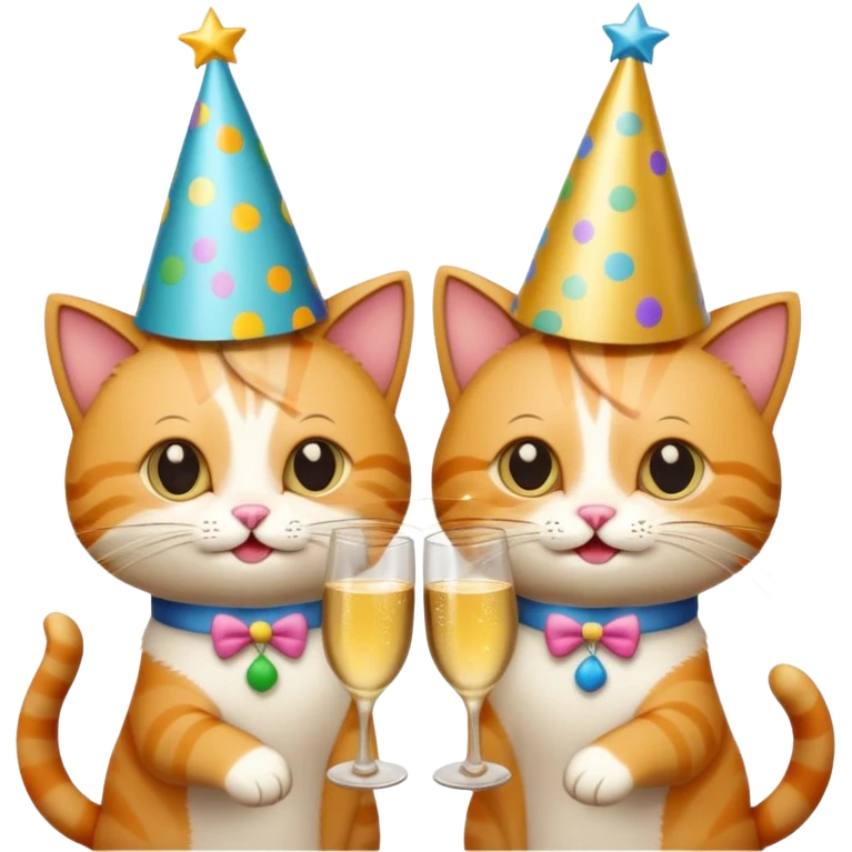 two cats cheers champagne emoji