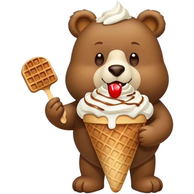Créame un oso comiendo un helado  emoji