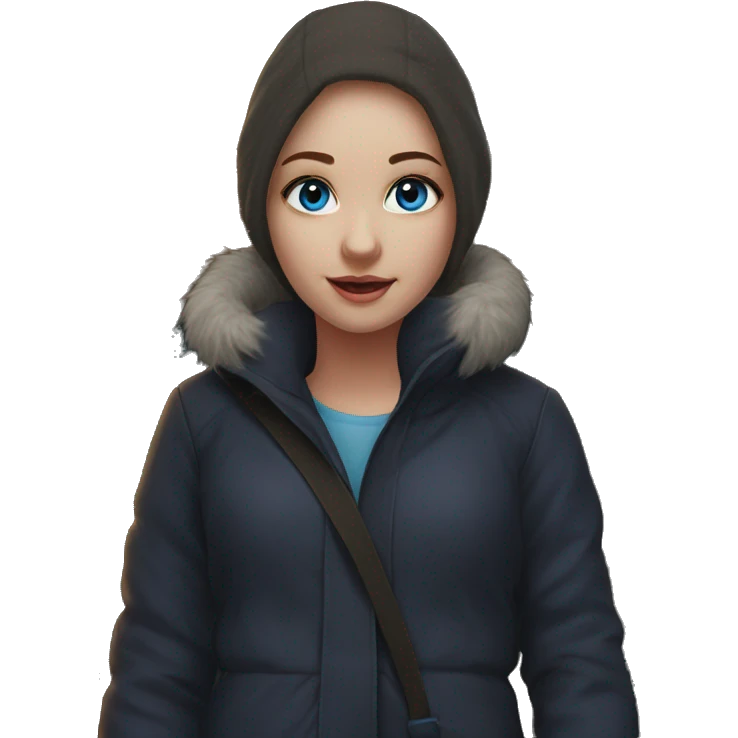 smiling girl in blue coat emoji