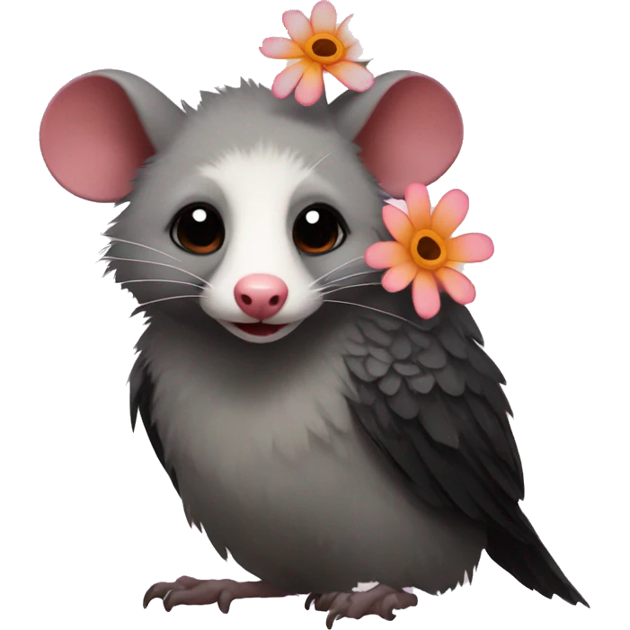 Possum with flower crow  emoji