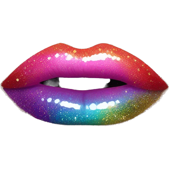 Rainbow ombre lip gloss with a lot of glitter emoji