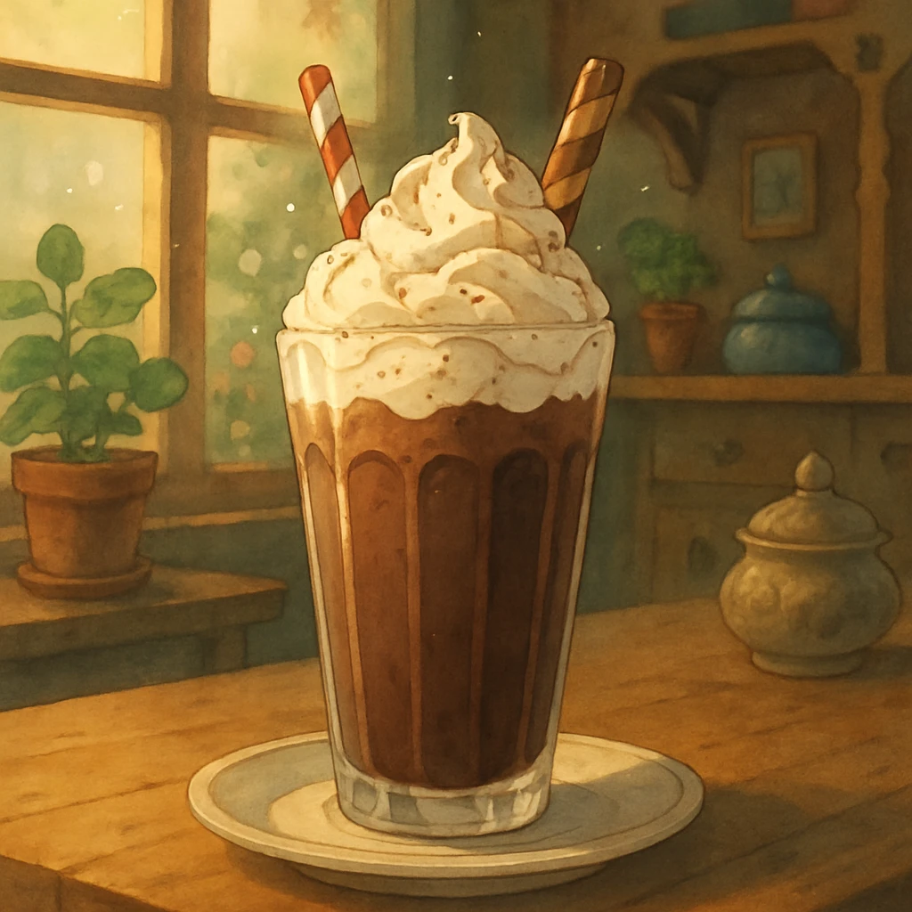 chocolate milkshake, soft lighting, whimsical details emoji
