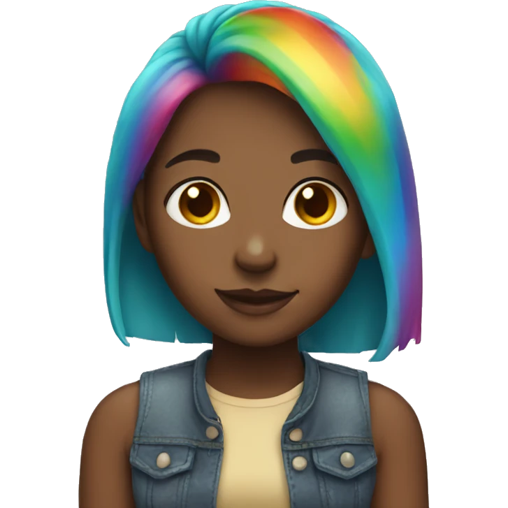 Girl with rainbow hair emoji