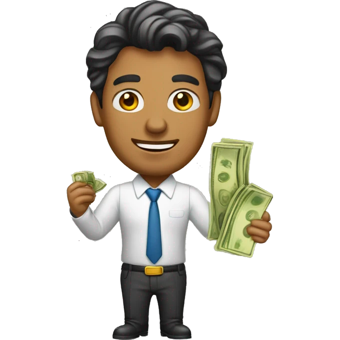 empresario con dinero alrededor emoji