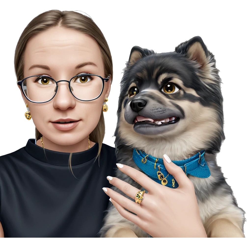 girl with dog and jewelry emoji