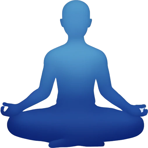 person meditating in gradient color from white to indigo blue emoji