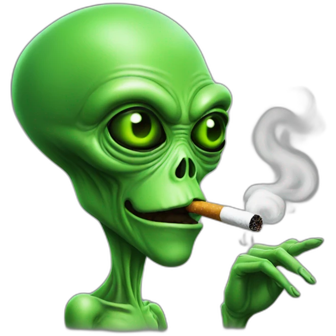 green alien smoking emoji
