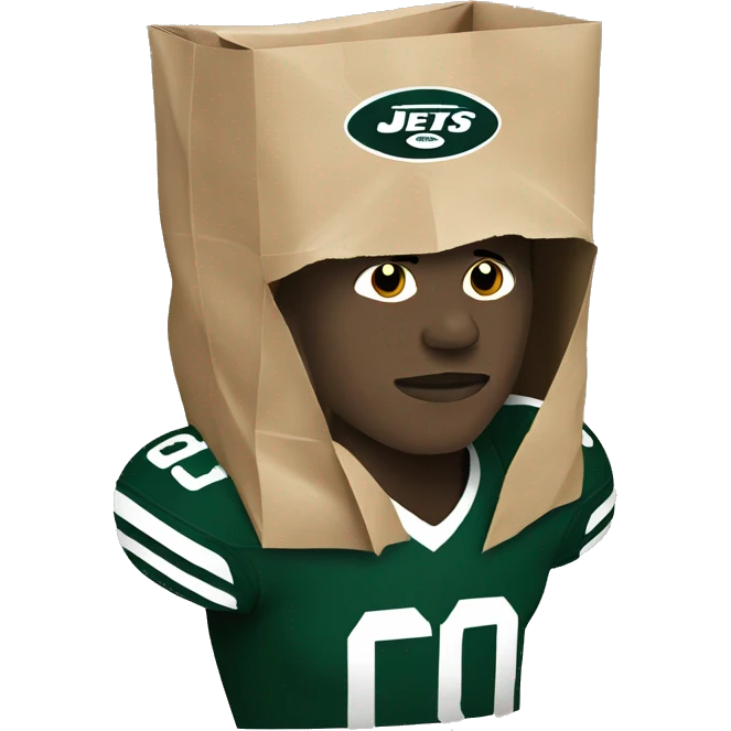 Jets football player with paper bag over head  emoji
