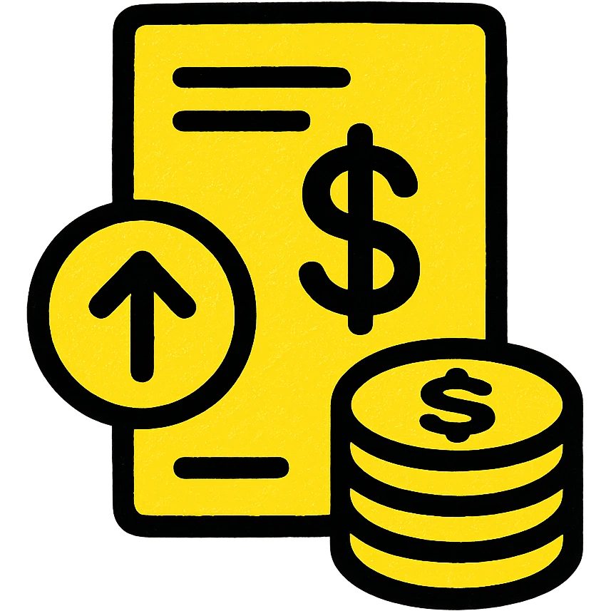 An icon with yellow tone, meaning Finance, request to pay emoji