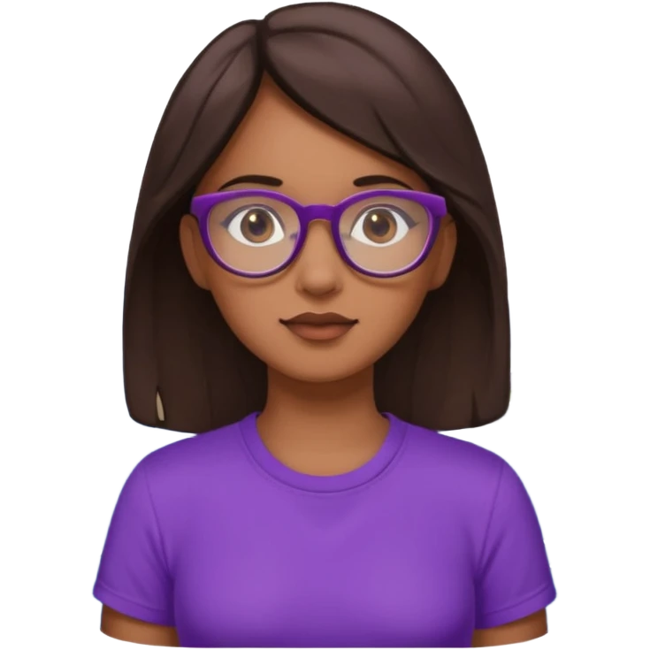 Chica de pelo moreno con gafas, lleva camisa violeta. Piel morena clara. Con Torre de Hércules de la Coruña detrás emoji
