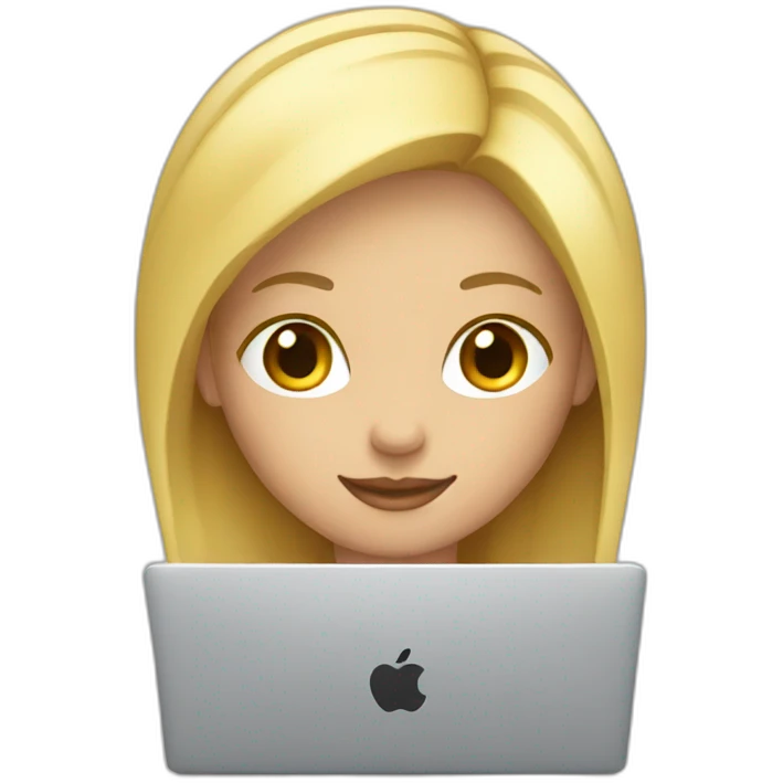 Blond girl with Mac book emoji