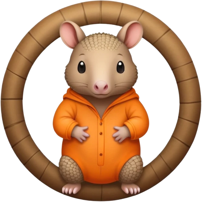 armadillo wearing orange pajamas inside a circle emoji