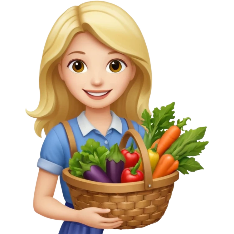 woman holding vegetables basket emoji