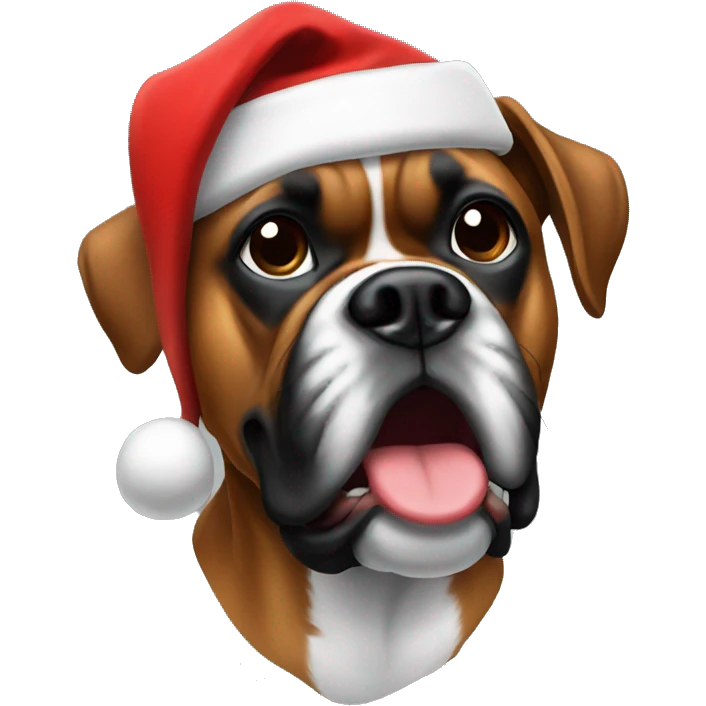 Boxer with Santa hat emoji
