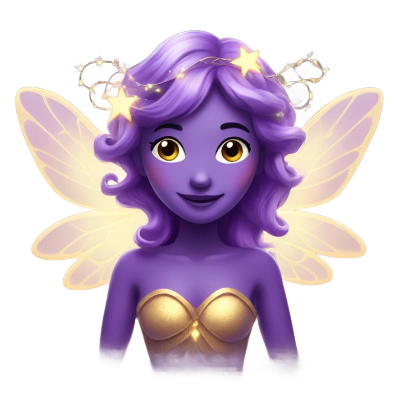 Purple fairy with Christmas lights emoji