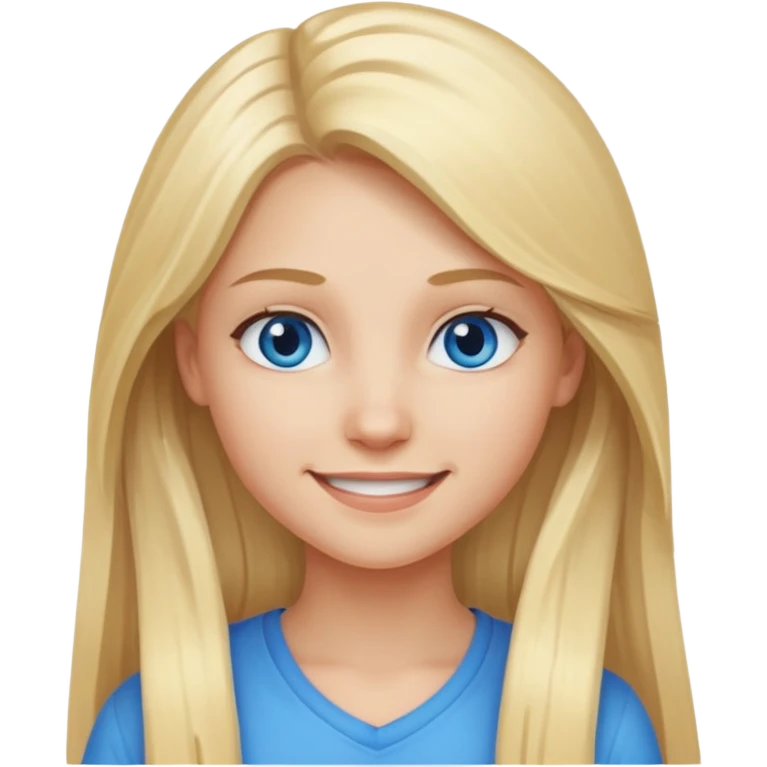 Responsibility for one's decisions and determination in the image of a smiling girl with long blond hair and she has blue eyes emoji