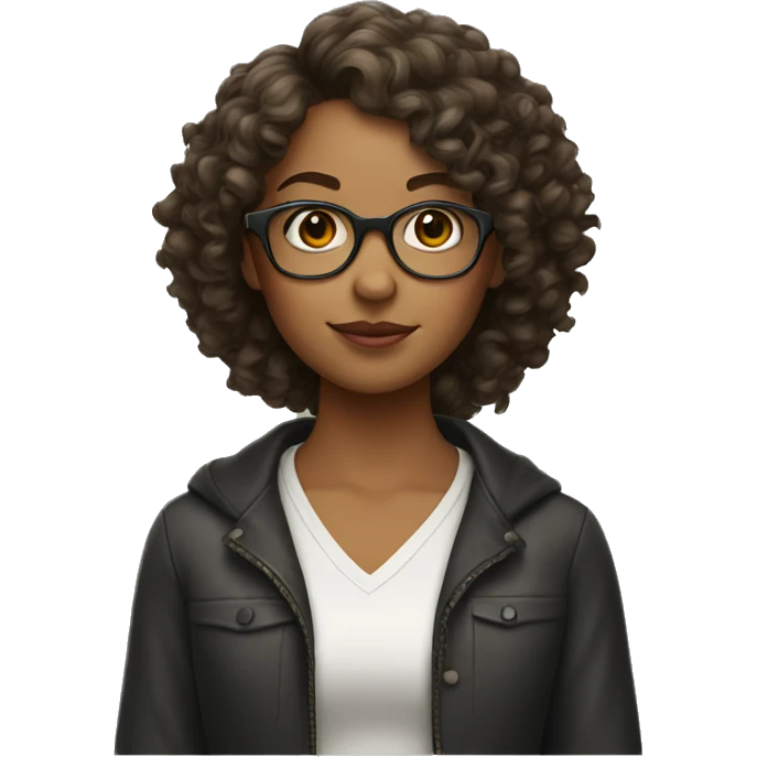 Girl with curly hair and glasses emoji