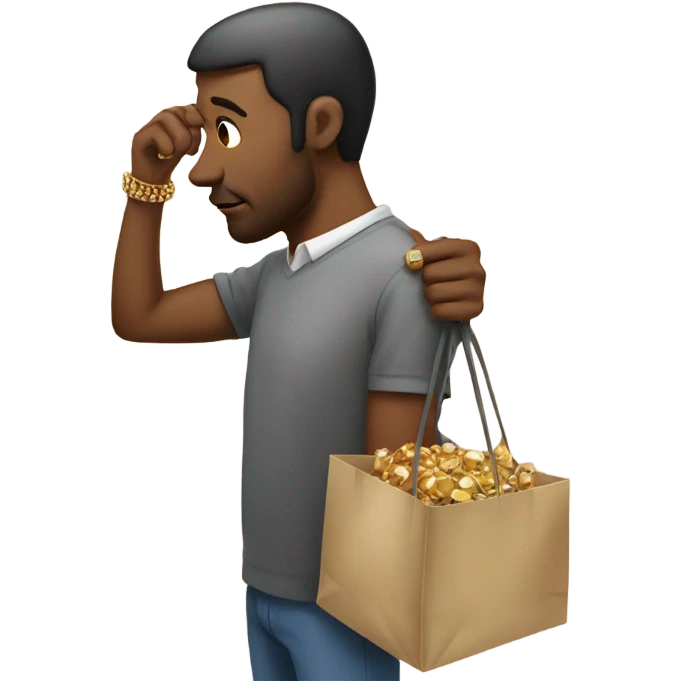 Man miserable while wife shops for jewelry  emoji