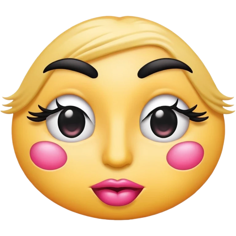 Standard emoji with large pink pout and thick eyelashes  emoji