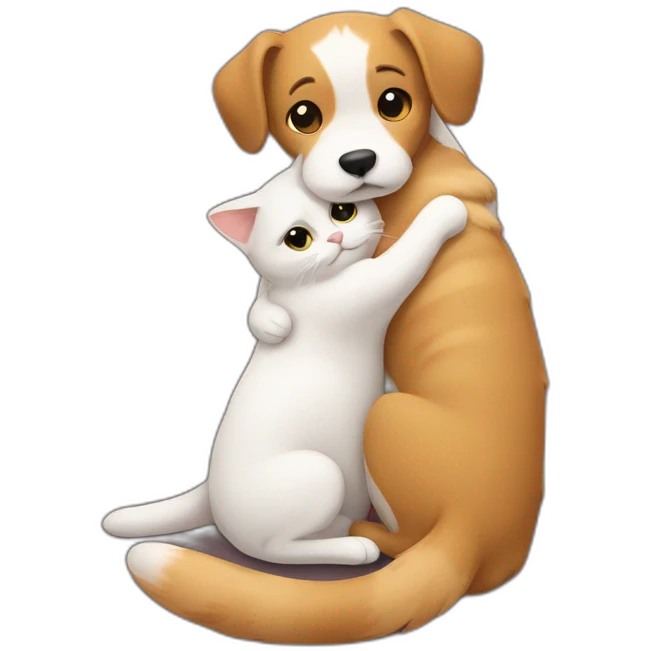 Cat hug a dog emoji