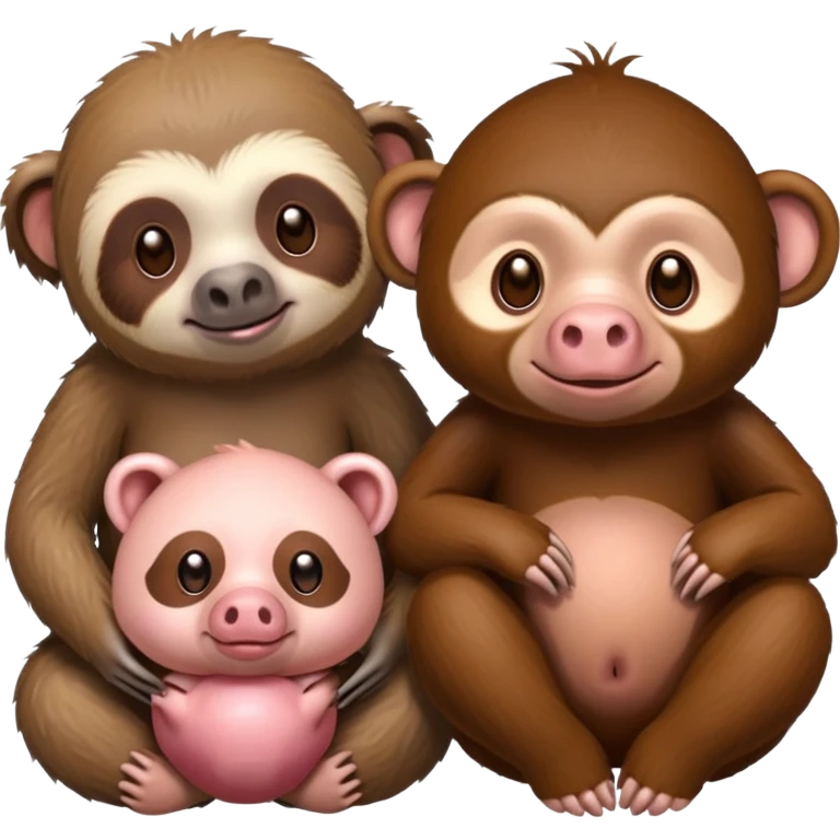 A sloth, a pig and a monkey emoji