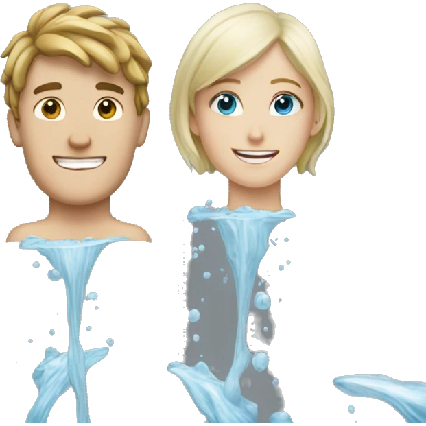 white boy and white girl water splash emoji