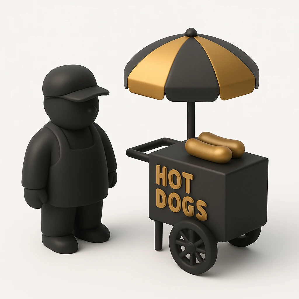 hotdog seller in New York with cart emoji