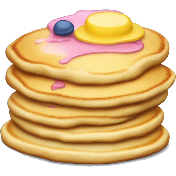 Pan cakes in blue, yellow, and pink stack   emoji