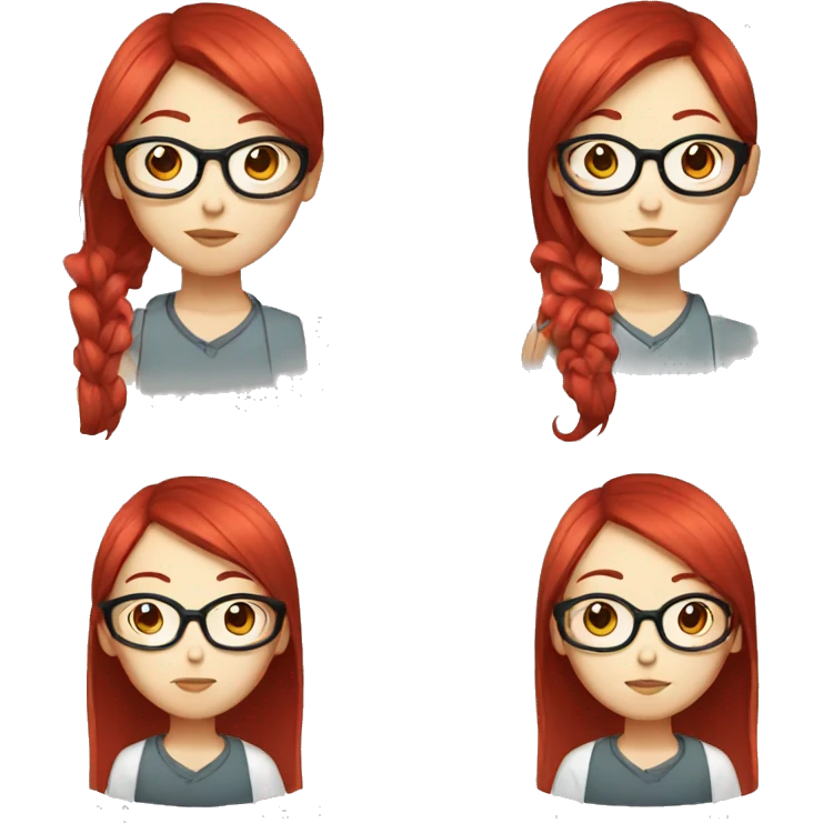 Chinese girl red hair an glasses  emoji