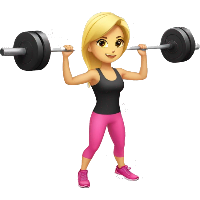 chica rubia en el gimnasio con ropa de emoji