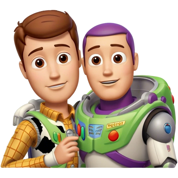 Woody and Buzz lightyear from toy story making sweet  devotion emoji