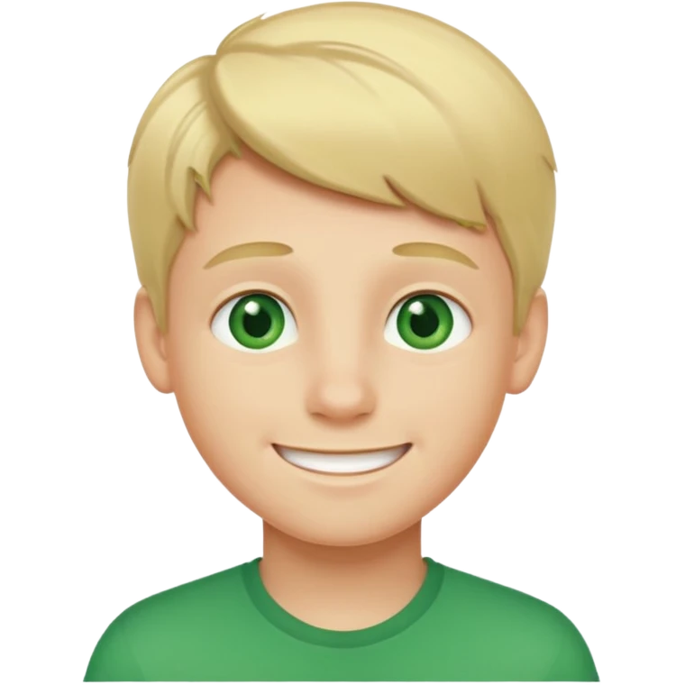 blond boy with green eye colour smiling emoji